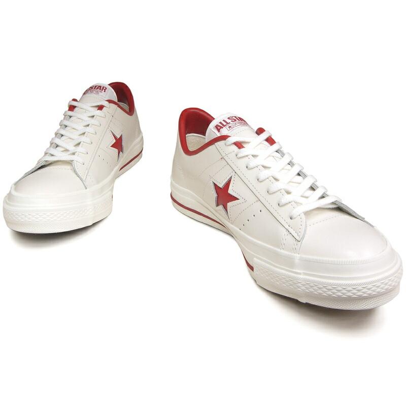 日本製 コンバース ワンスター J レザー ホワイト/レッド 白赤 復刻 定番 ガラス レディース メンズ スニーカー CONVERSE ONE STAR WHITE/RED MADE IN JAPAN｜hi-fine｜03