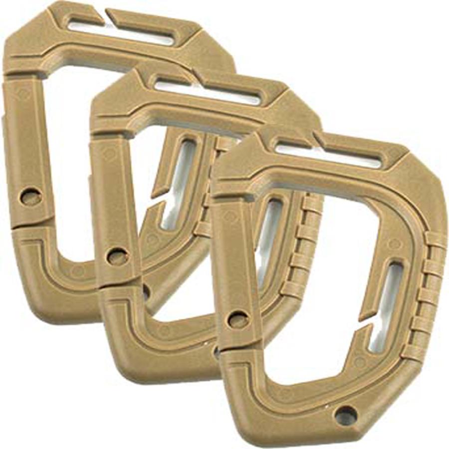 ライト カラビナ L 3個セット ハイハイ フック 通し紐穴付き ベルト