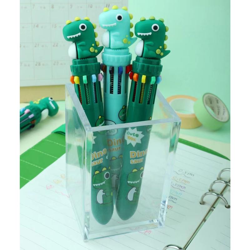 韓国っぽ 10色ボールペン ダイナソー 2本セット ハイハイ 韓国文具