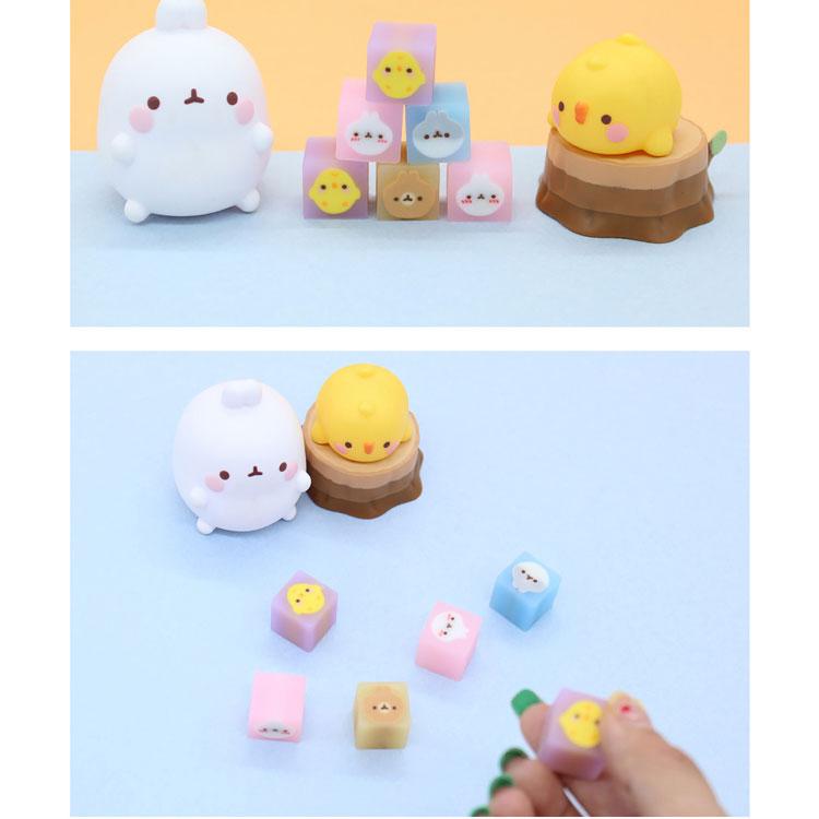 カット消しゴムセット Molang モラン 12個入り ミニ消しゴム 四角い