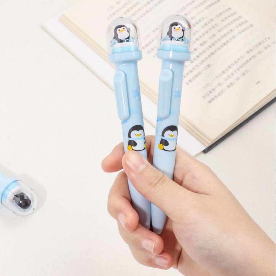 韓国文具 ドームゲルペン 2本セット ぺんぎん 動物 ゲルペン