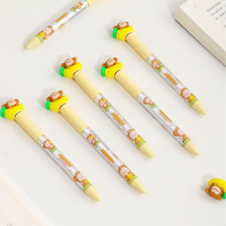 くるくるペン ボールペン さる 2本セット ゲルペン 0.5mm キャラクター