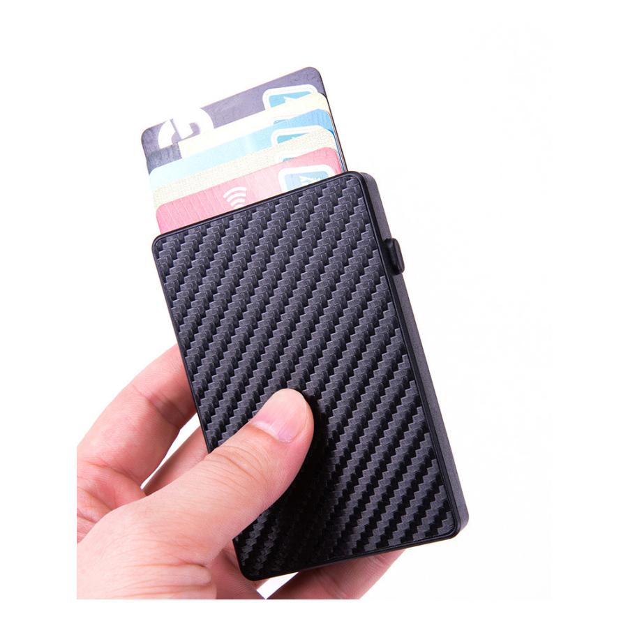 【スキミング防止】アルミ カードケース rfid ワンタッチ スリム カード入 シルバー