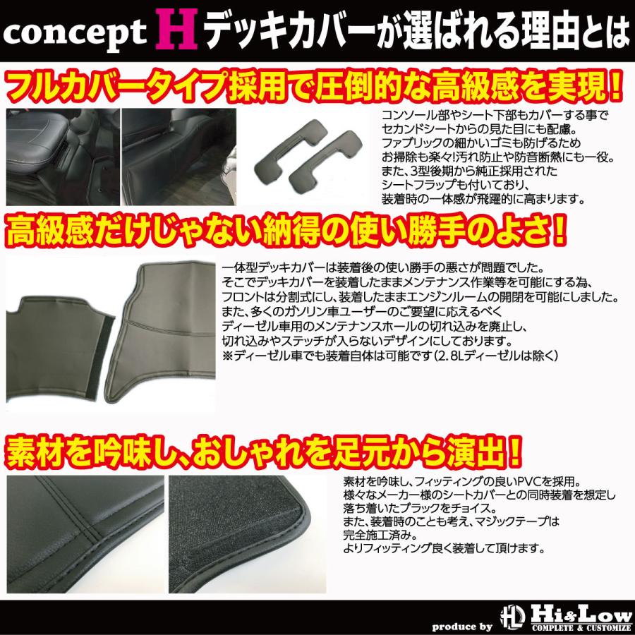 HiLow　conceptH　ハイエース　スーパーGL　デッキカバーフロントリアセット　3型後期4型〜標準　分割式フラップ付ガソリン車専用デザイン