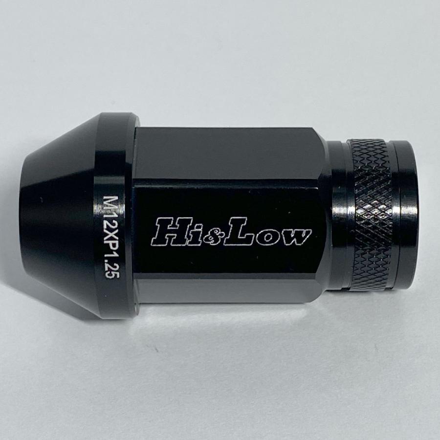 Hi&Low H&L NV350キャラバン適合 鍛造ジュラルミンレーシングナット ロックナットSET M12 P1.25 全長45mm 24個入り ブラック | 日産 | 02