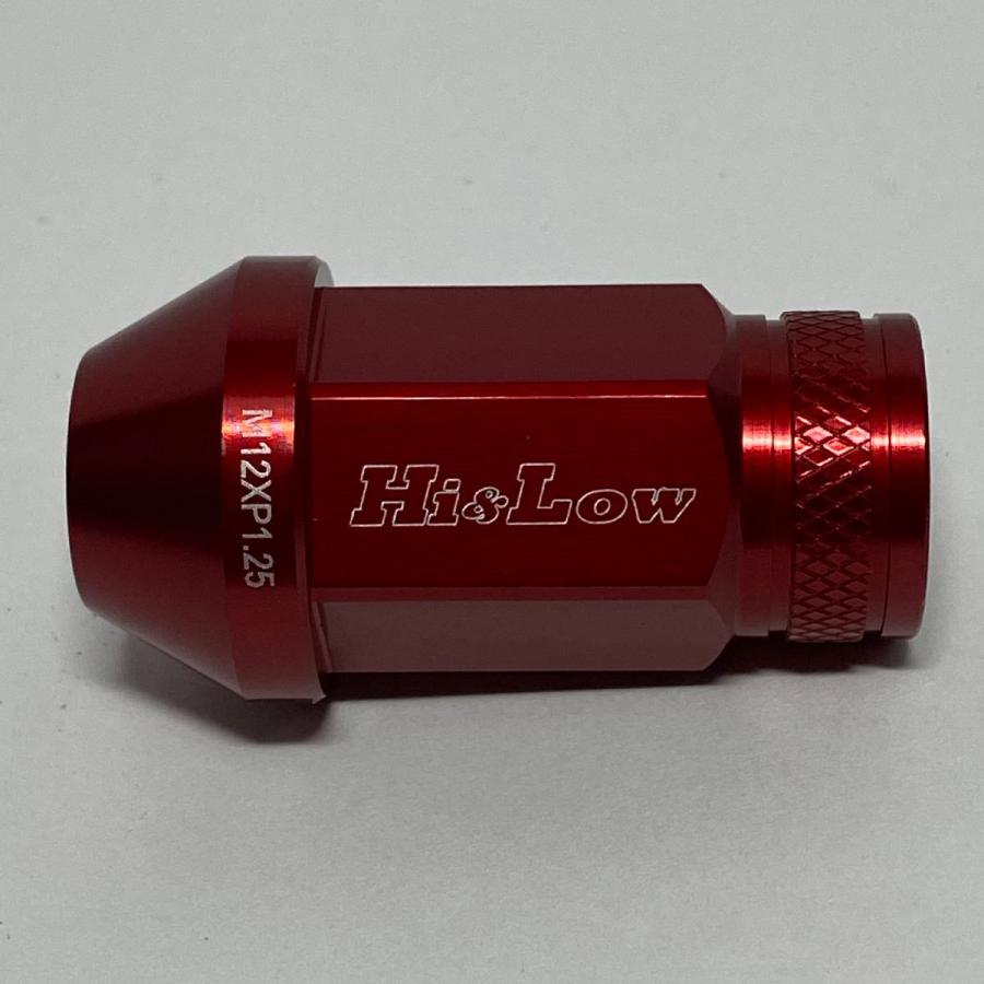 Hi&Low H&L JB64JB74ジムニージムニーシエラ適合 鍛造ジュラルミンレーシングナット ロックナットSET M12 P1.25 全長45mm 20個入り レッド | ジムニー | 02