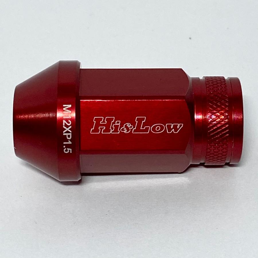 Hi&Low H&L NV350キャラバン適合 鍛造ジュラルミンレーシングナット ロックナットSET M12 P1.25 全長45mm 24個入り レッド | 日産 | 02