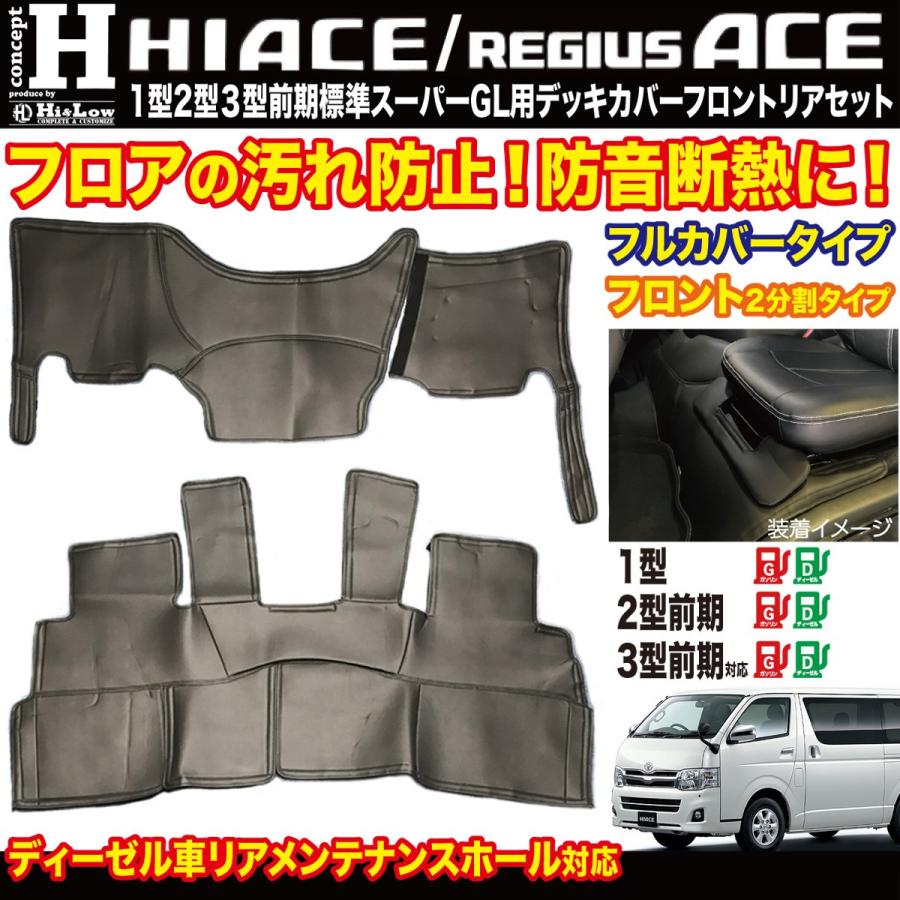 Hi&Low conceptH 200系ハイエース レジアスエース 1/2/3型前期標準スーパーGL用デッキカバーフロントリアセット 分割式フルカバー | ハイエース