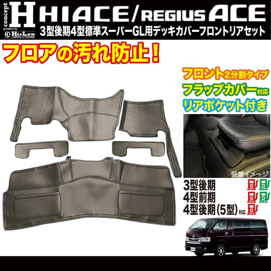 Hi&Low conceptH 200系ハイエース レジアスエース 3型後期4型〜標準スーパーGL用デッキカバーフロントリアセット 分割式フラップ付ポケット付 | ハイエース