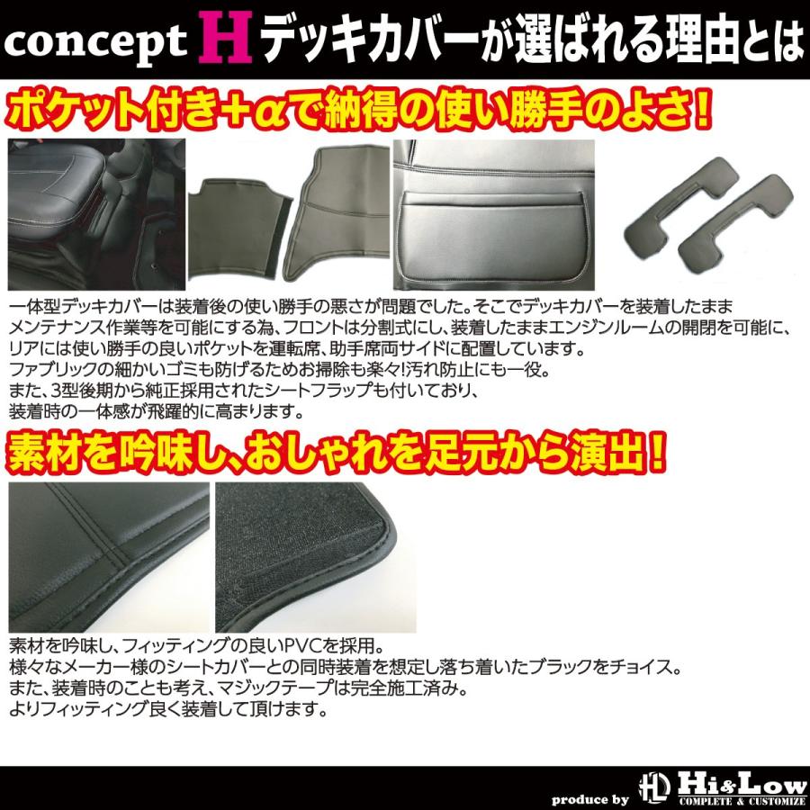 Hi&Low conceptH 200系ハイエース レジアスエース 3型後期4型〜標準スーパーGL用デッキカバーフロントリアセット 分割式フラップ付ポケット付 | ハイエース | 01