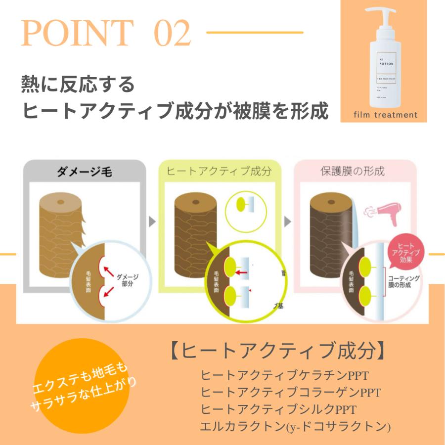 フィルムトリートメント 3本セット ハイポーション【エクステ 専用 インバス トリートメント 】300ml×3本  質感持続 エクステケア サラサラ ウィッグケア |  | 06
