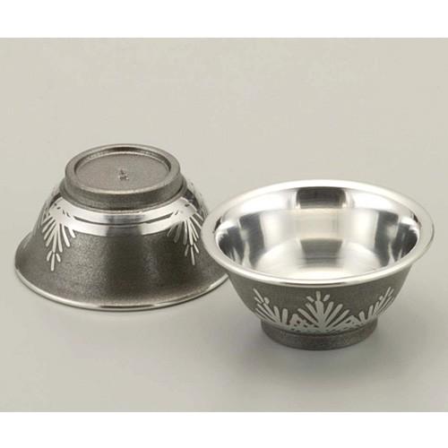 伝統工芸 / 大阪錫器 ) 盃 イブシ 丸猪口 2ヶ入 ピューター 酒 日本製