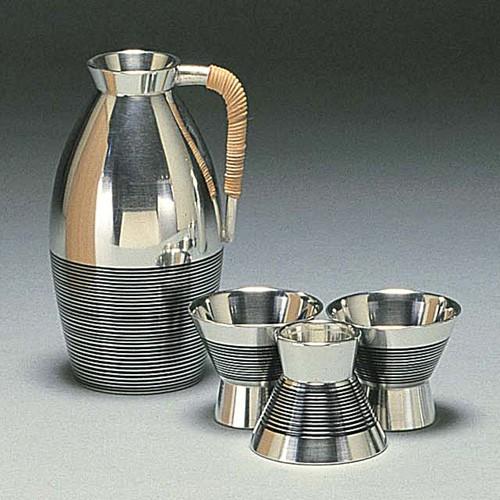 ( 伝統工芸 / 大阪錫器 ) 小酒器 / 茶線みゆき ( 足付 ) ピューター 酒 日本製 工芸品