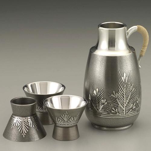 ( 伝統工芸 / 大阪錫器 ) 小酒器 / 羽衣 ( 足付 ) ピューター 酒 日本製 工芸品
