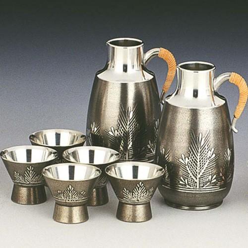 ( 伝統工芸 / 大阪錫器 ) 中酒器 / 羽衣 ( 足付 ) ピューター 酒 日本製 工芸品