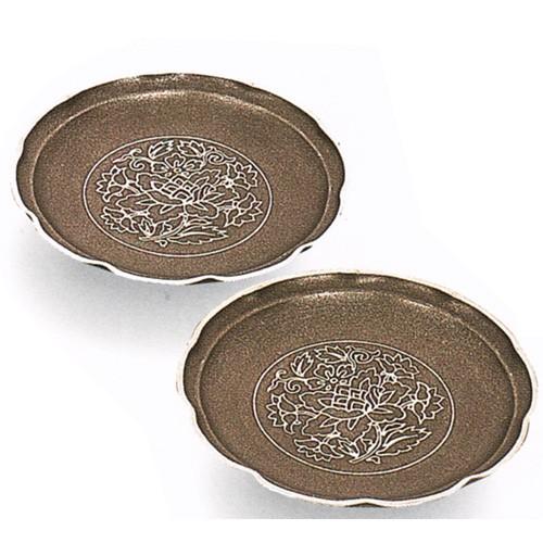 ( 伝統工芸 / 大阪錫器 ) 銘々皿 / 唐花2枚入り ピューター 日本製 工芸品