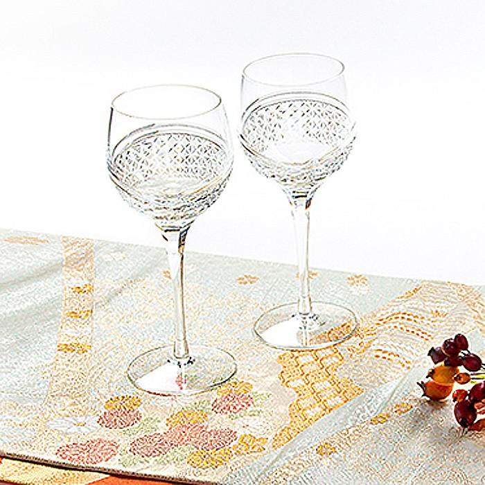 江戸切子ペアワイングラス（羽衣）カガミクリスタルガラス製新品