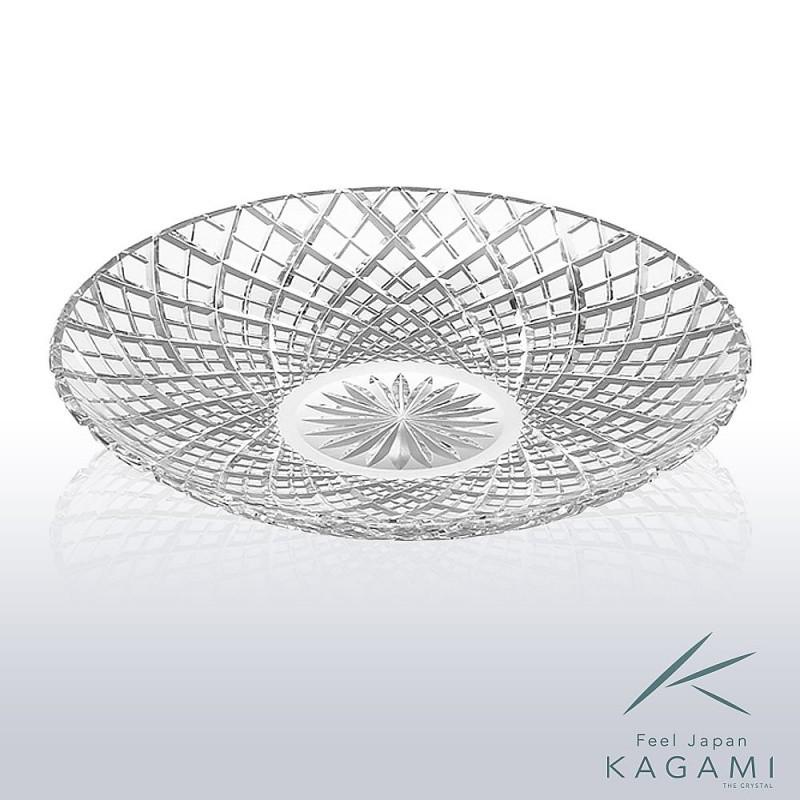 カガミクリスタル ) 江戸切子 八寸皿 矢来重 紋 D302-1564 切り子
