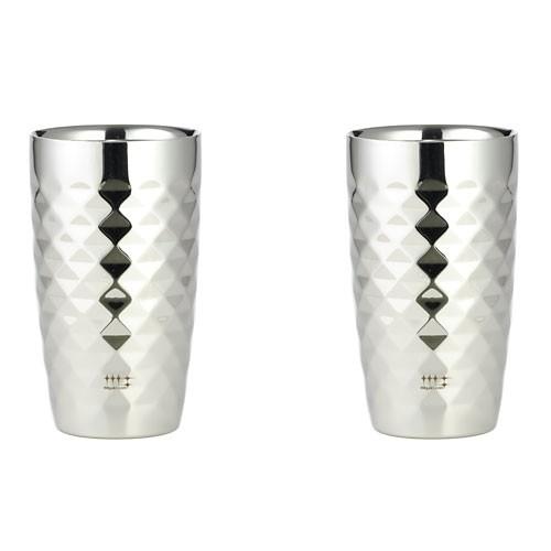 磨き屋シンジケート / ２重ビアタンブラー370ml ( ダイヤモンドカット仕上げ ) ペア ビールグラス ステンレス 職人技