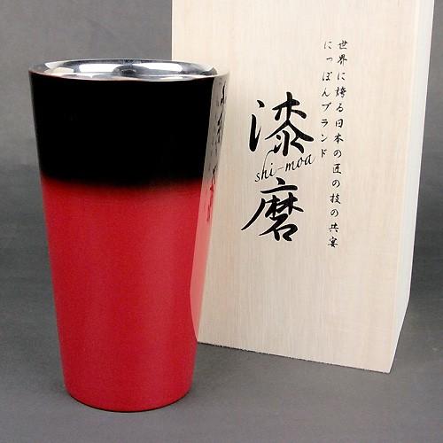 ( 匠の技のコラボレーション ) 漆磨 ( シーマ ) カップ / ２重構造ストレート ( 伝統工芸士 / 荒川文彦作 ) ( 赤彩 ) ステンレス 漆 職人技 タンブラー