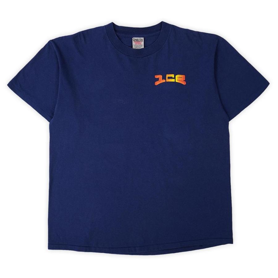 ICE 90's 企業 ロゴ プリント Tシャツ ONEITA オニータ シングルステッチ 丸胴 クルーネック 古着 (-9712) ネイビー ...