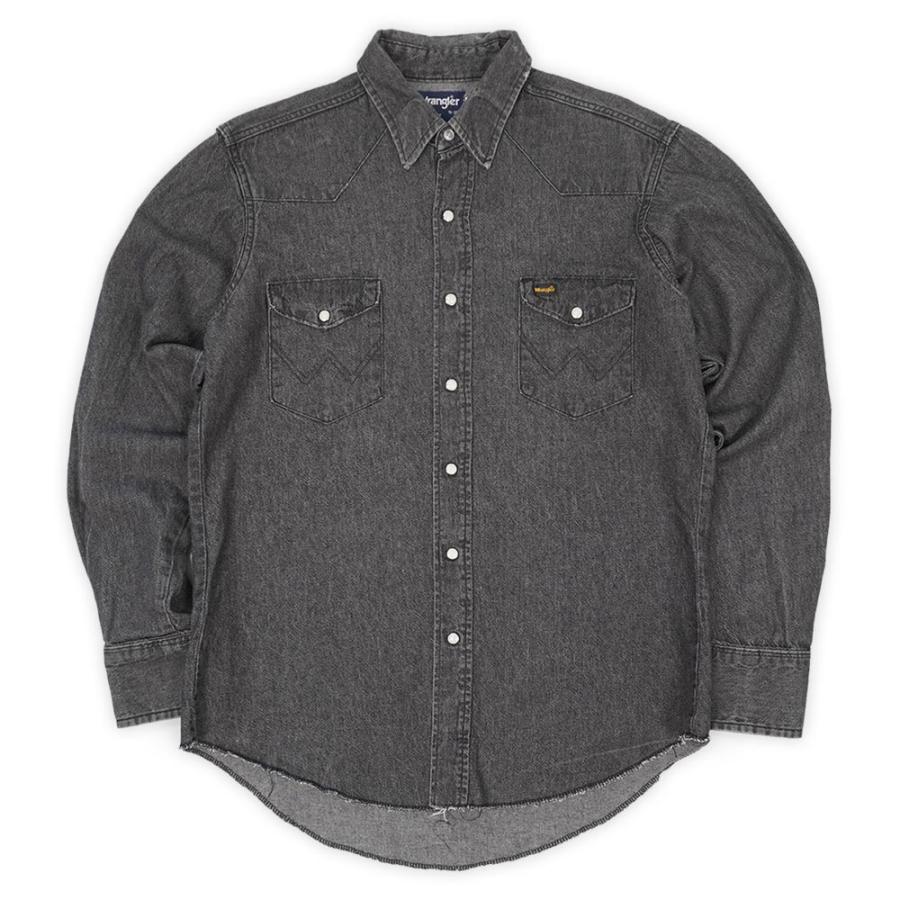 ラングラー Wrangler 90s 先染めブラックデニム ウエスタンシャツ USA