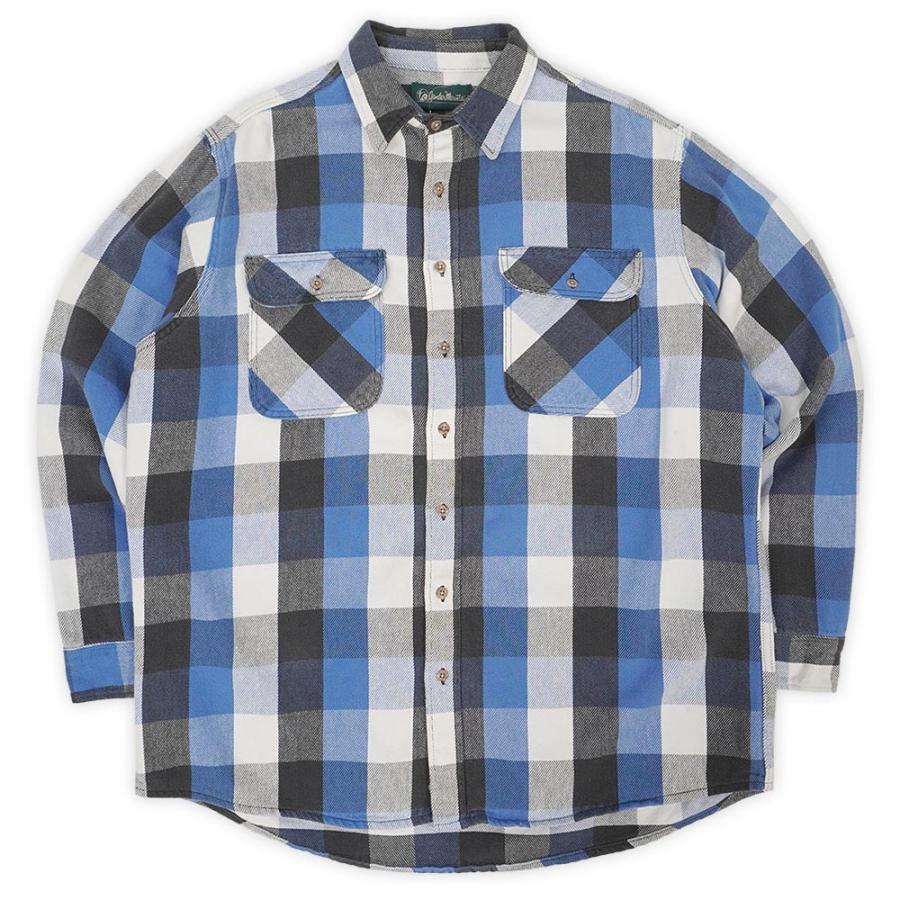 90's Gander Mountain ブロックチェックヘビーネルシャツ 青 Gander Mountain 90s ヘビーネルシャツ 定番 USA製 アメリカ製