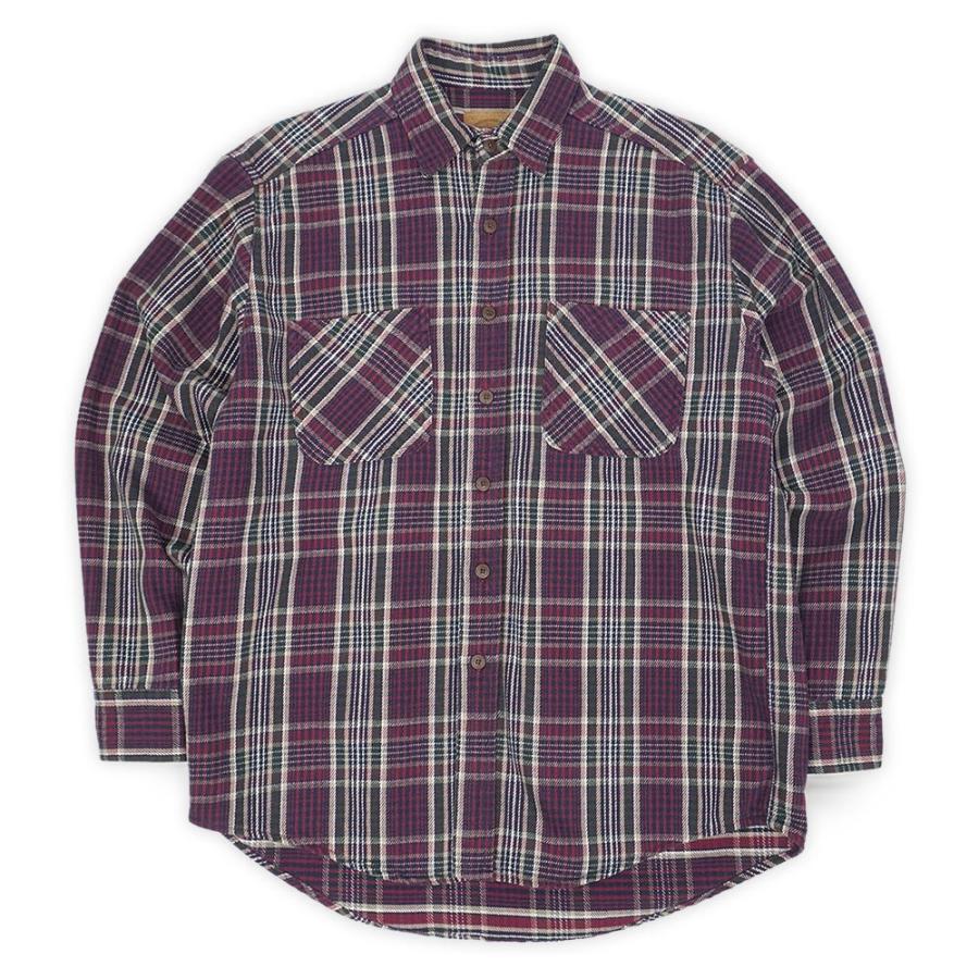 90s USA製 ST. JOHN'S BAY 好配色チェック ヘビーネルシャツ セントジョンズベイ ST JOHN'S BAY 90s ヘビーネルシャツ USA 定番 旧