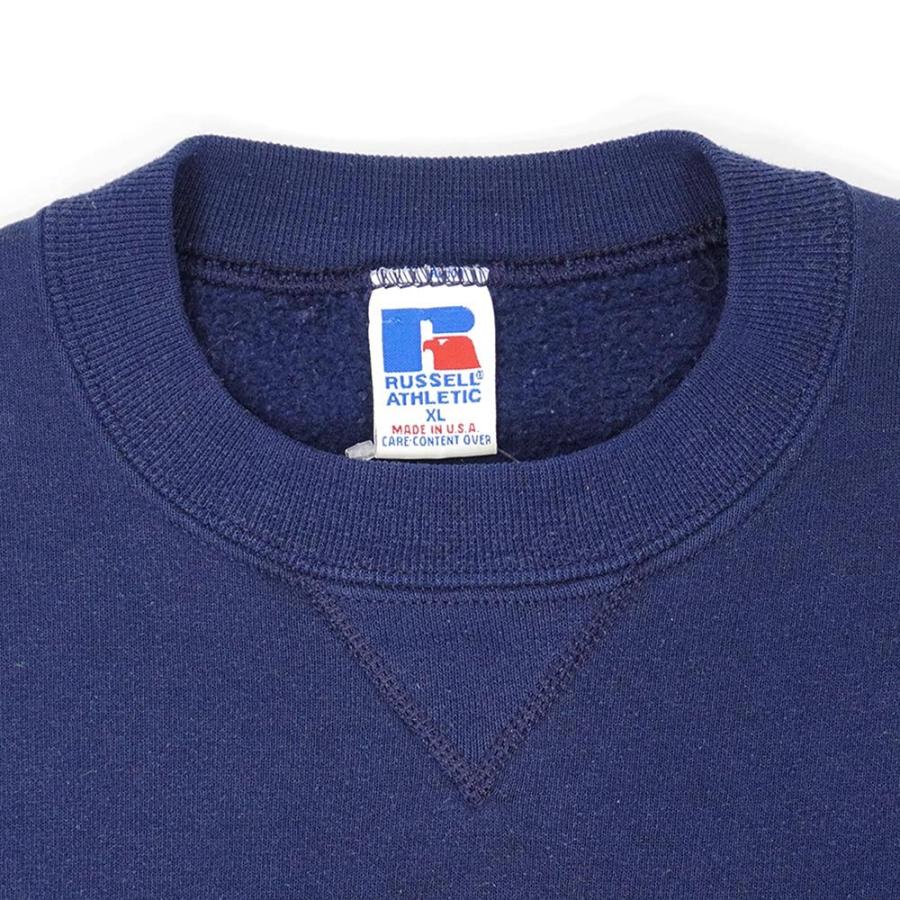 ラッセル RUSSELL 90s プリント スウェット 前V MADE IN USA クルー 