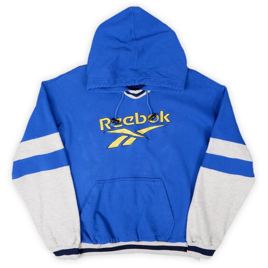 リーボック Reebok 90s ロゴ刺繍 スウェットパーカー 重ね着風 