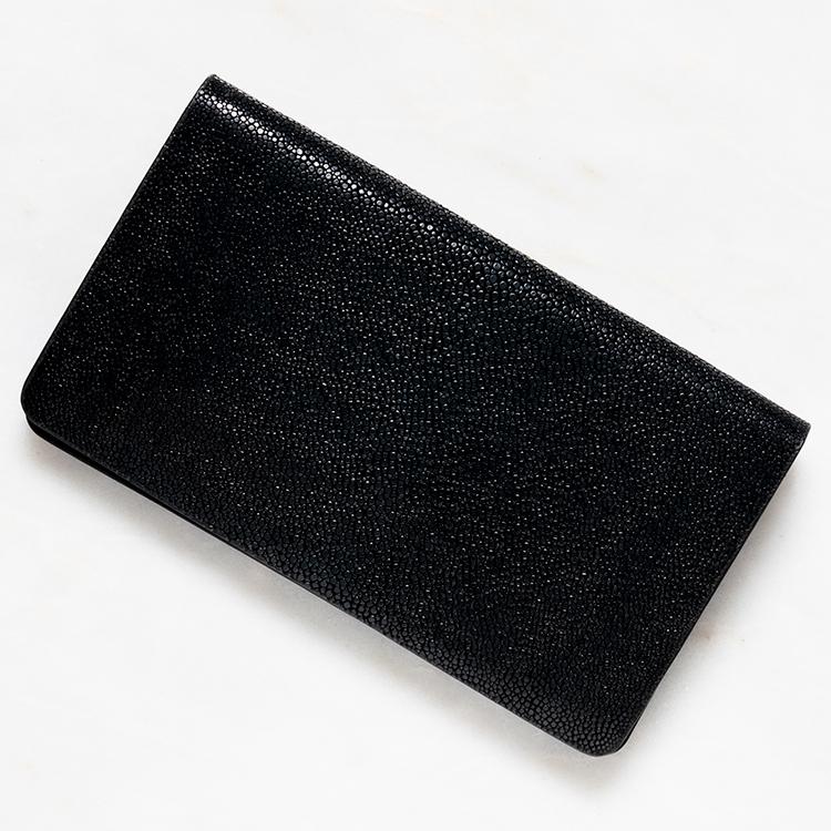 財布 長財布 ノワール/ブラック/黒 WP014 ガルーシャ スティングレー エイ革 本革 ATELIER AKNAS アトリエ アクナスの画像