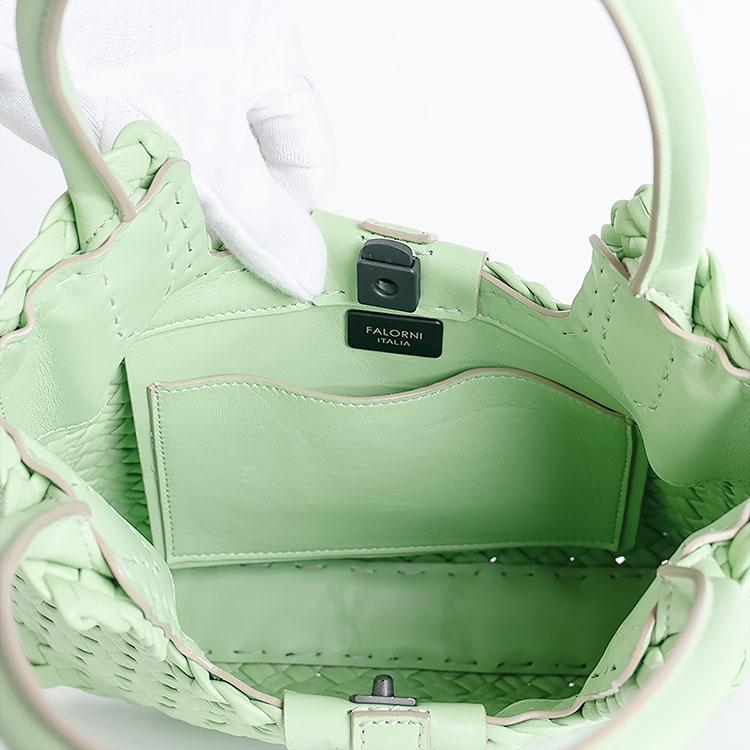 FALORNI】トートバッグイントレチャートレザーグリーン