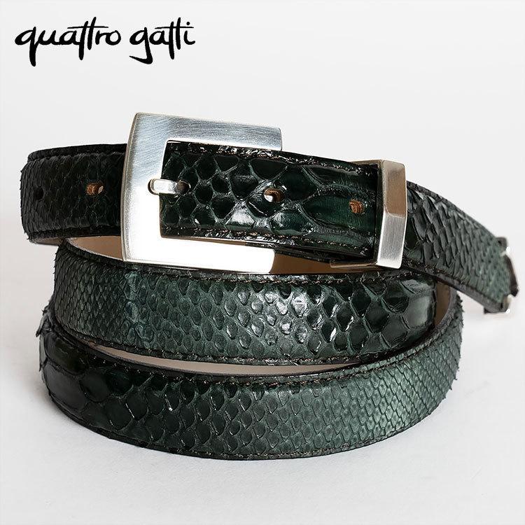高質で安価 正規取扱品 Quattrogatti クアトロガッティ 日本製 25mm バックル イタリア製 Gs25 ダークグリーン 本革 レディース メンズ ダイヤモンドパイソン 蛇革 ベルト ゴルフ カジュアル 高級志向 50代 40代 30代 財布 帽子 ファッション小物 Dagl Tg