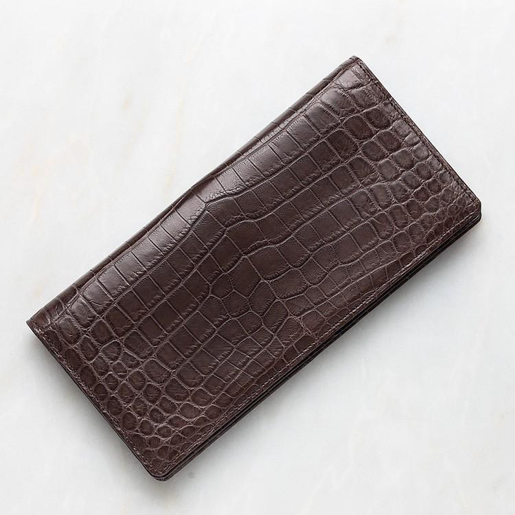 クロコダイル 財布 長財布 本物 無双 ブルー マット 束入れ 両面ワニ革