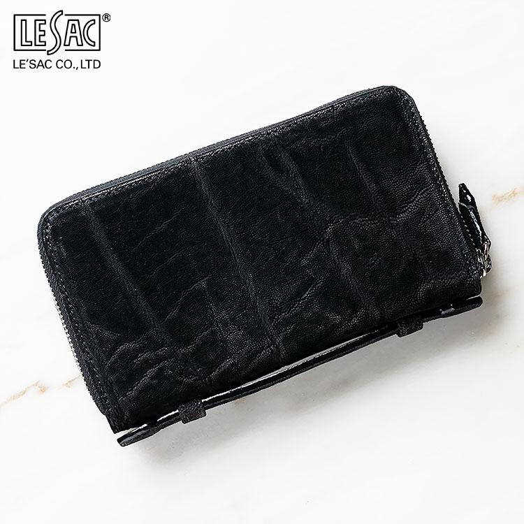 LE'SAC 財布 長財布 ダブルファスナー ハンドル付き ブラック/黒 LE'SAC 財布 長財布 ダブルファスナー ハンドル付き ブラック/黒