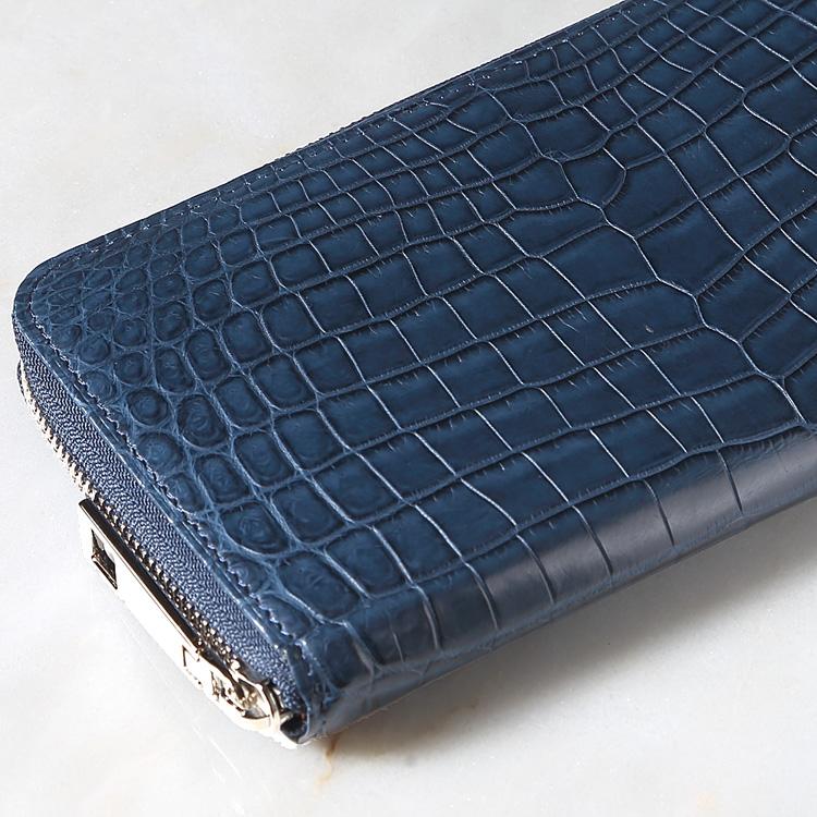 財布 長財布 デニム ブルー/青 8149 クロコダイル ワニ革 小銭入れあり メンズ 日本製 レザック LE'SACの画像