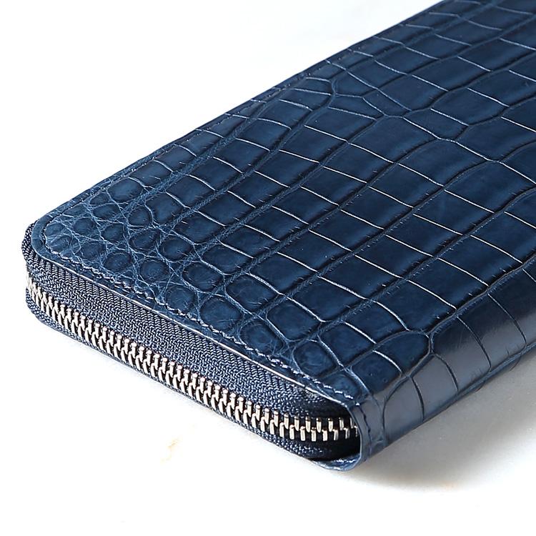 財布 長財布 デニム ブルー/青 8149 クロコダイル ワニ革 小銭入れあり メンズ 日本製 レザック LE'SACの画像