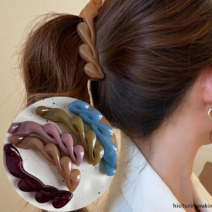 ヘアクリップ 翡翠カラー三つ編みデザインバナナクリップ ヘアアレンジ 