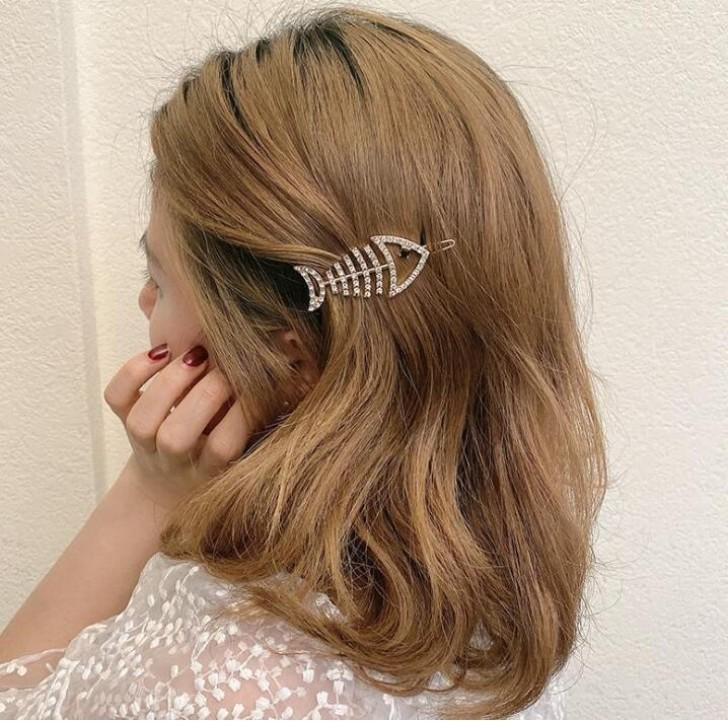 ヘアピン ラインストーンフィッシュボーンメタルヘアピン プチプラ