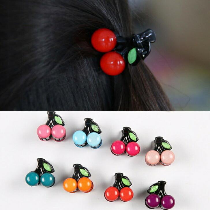 さくらんぼ レモン リボン ベビーヘアクリップ ヘアピン ヘアゴム