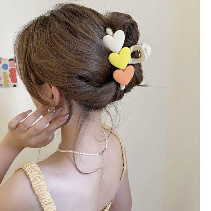 ヘアクリップ クロスカバービッグハートバンスクリップ ナチュラル