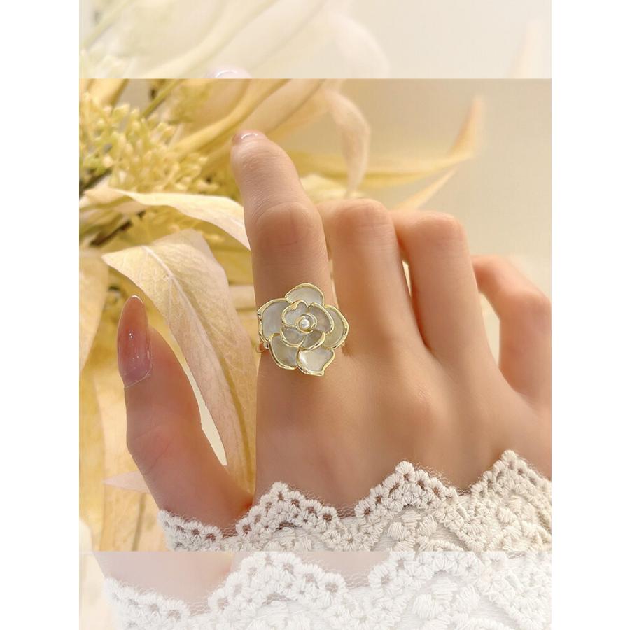 リング 指輪 大きめサイズカメリアデザインカジュアルリング おとな