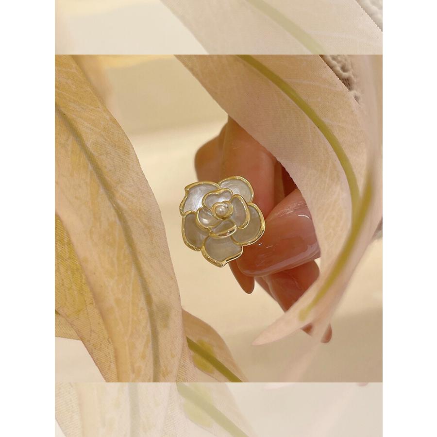 リング 指輪 大きめサイズカメリアデザインカジュアルリング おとな