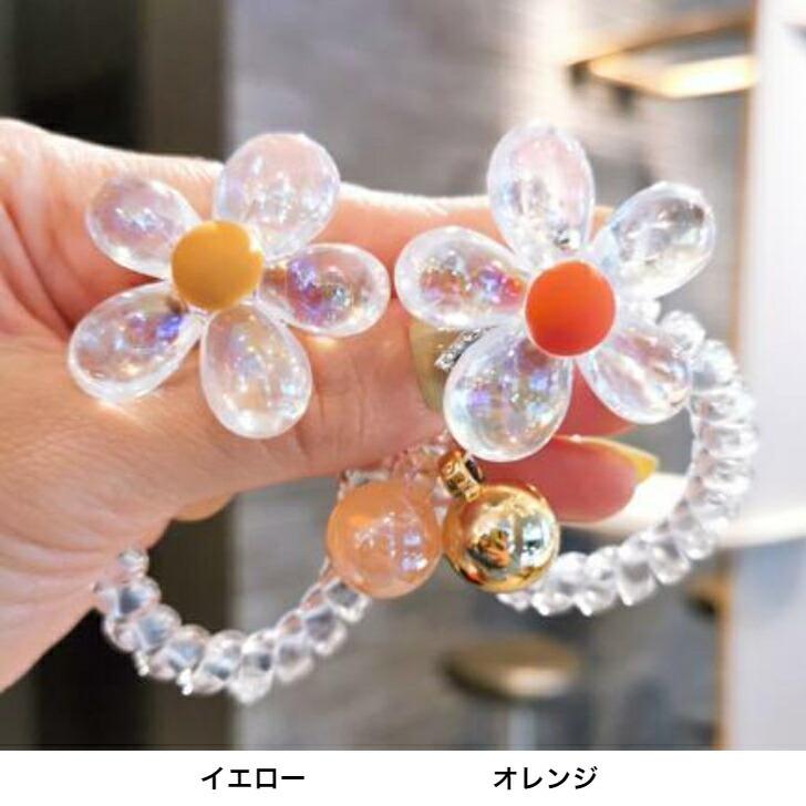 ヘアゴム ビッグプリズムチャームスプリングゴム おとな かわいい 防水