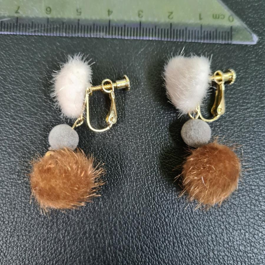 ピアス ファーチェーンハートピアス＆イヤリング かわいい おとな 秋冬