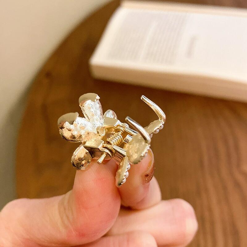 ヘアクリップ パールビーズミニメタルクリップ同柄2個セット ヘアクリップ パールビーズミニメタルクリップ同柄2個セット