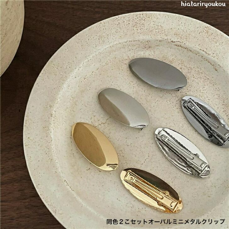 ヘアクリップ 同色2こセットオーバルメタルミニクリップ 大人