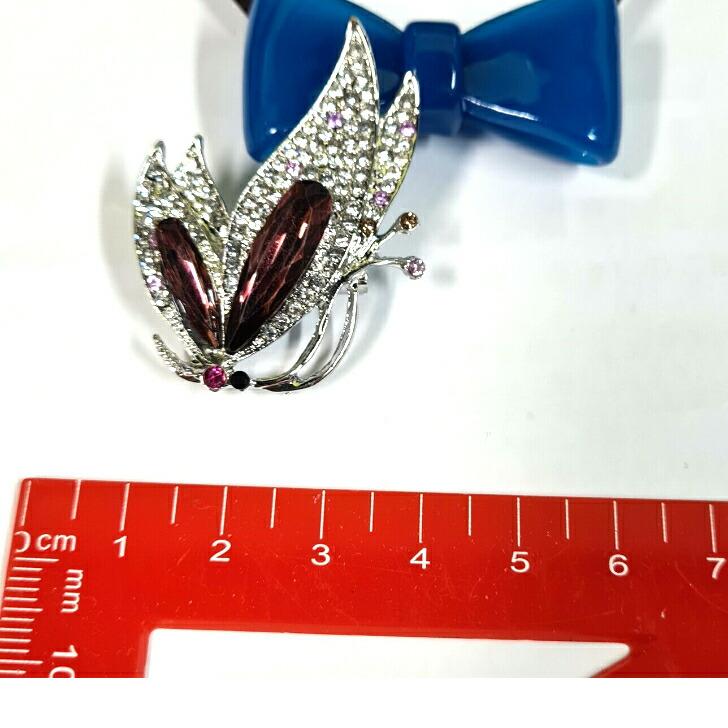 はる超美品☆  大振りアメジスト付ブローチ　♯158 ブローチ アメジストカラーバタフライフォルムミニブローチ パーティ
