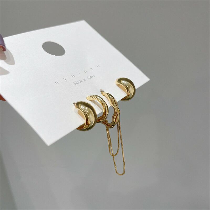 ピアス 4点セットメタルピアス＆イヤカフ（片耳用） 大人 かわいい