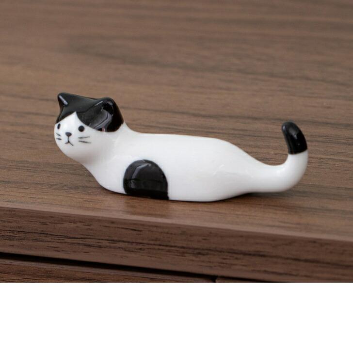 井上あんぬ　猫の陶器箸置き 美濃焼 手造り ネコ 箸置き 2個セット 猫 かわいい 三毛猫 ミケ トラ猫